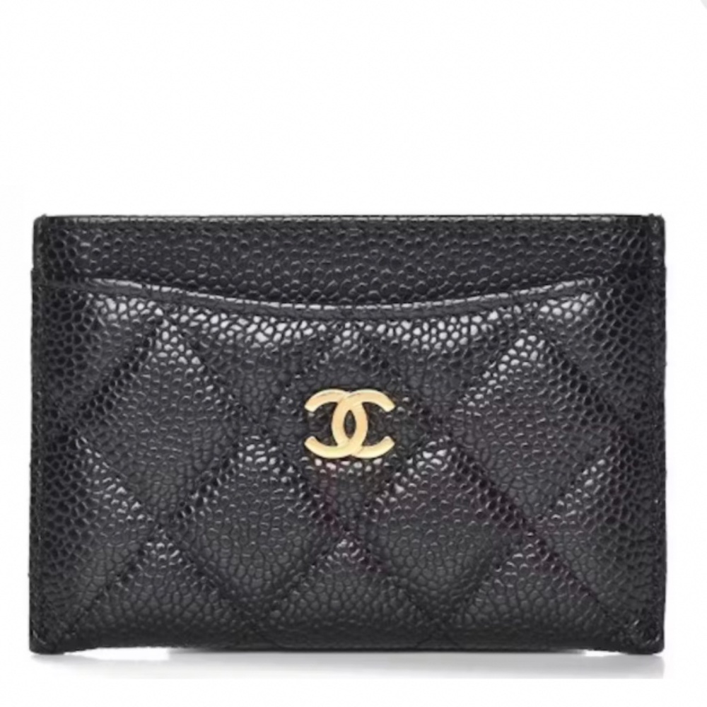 CHANEL Classic Card Holder Quilted Caviar Brown- Grained calfskin